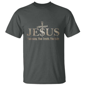 Jesus The Way The Truth The Life T Shirt Christian Cross Nails TS11 Dark Heather Print Your Wear