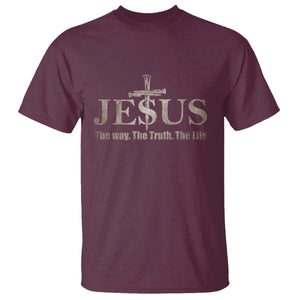 Jesus The Way The Truth The Life T Shirt Christian Cross Nails TS11 Maroon Print Your Wear