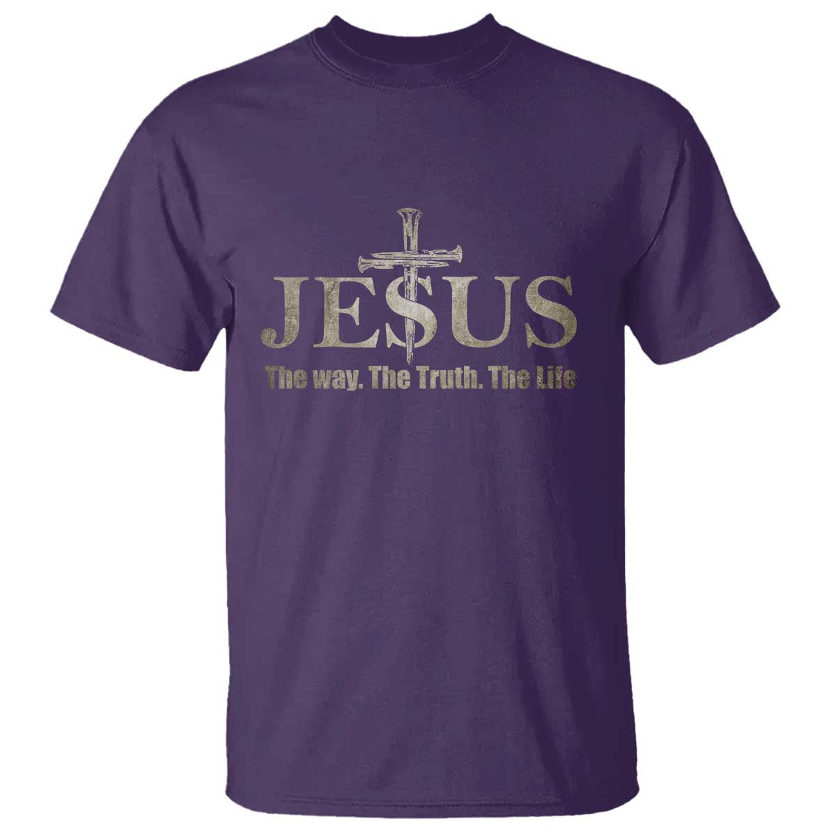 Jesus The Way The Truth The Life T Shirt Christian Cross Nails TS11 Purple Print Your Wear