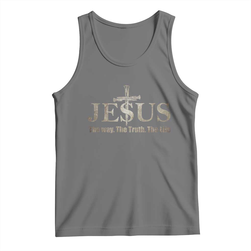 Jesus The Way The Truth The Life Tank Top Christian Cross Nails TS11 Black Heather Print Your Wear
