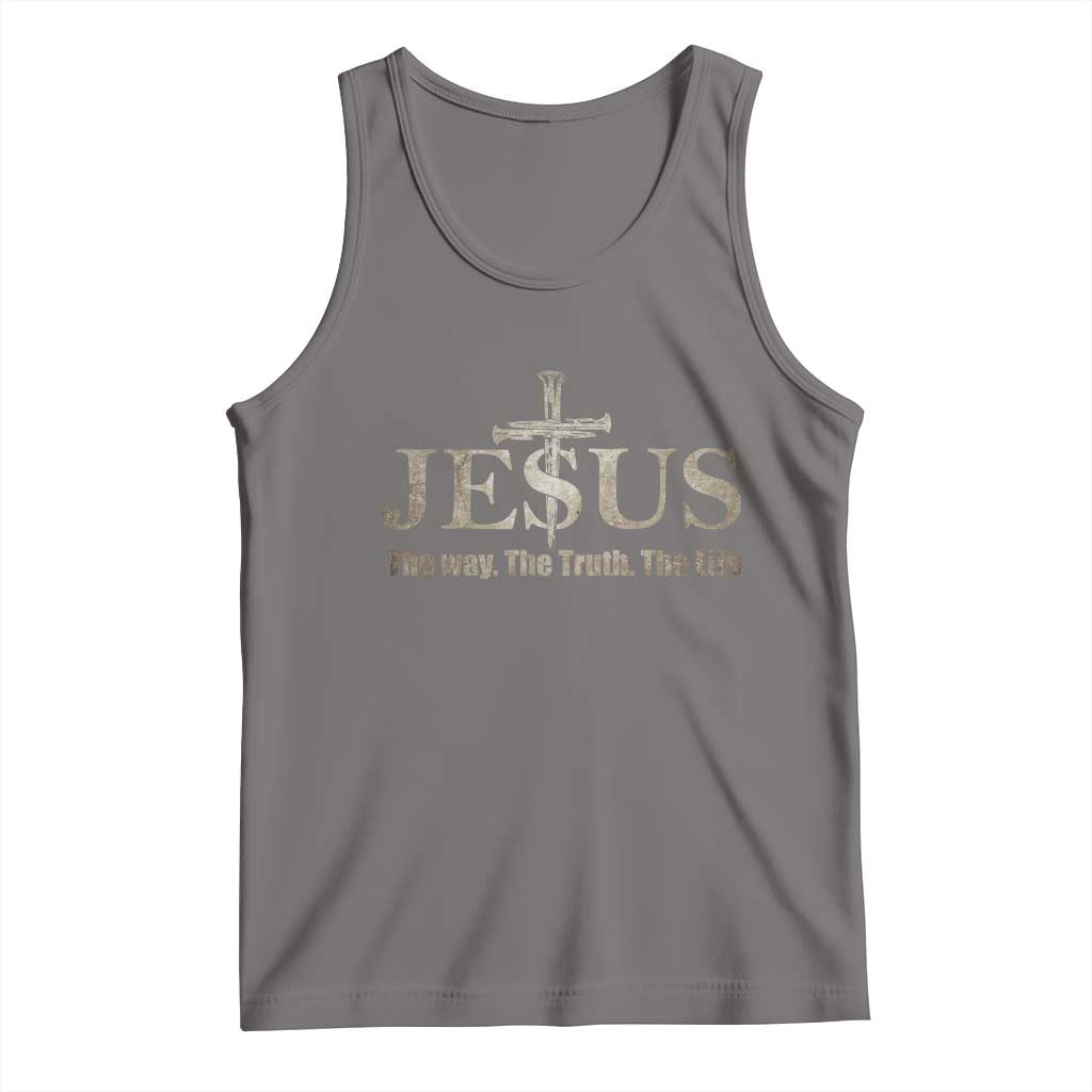 Jesus The Way The Truth The Life Tank Top Christian Cross Nails TS11 Deep Heather Print Your Wear