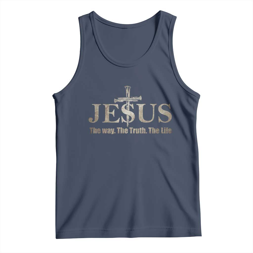 Jesus The Way The Truth The Life Tank Top Christian Cross Nails TS11 Navy Print Your Wear