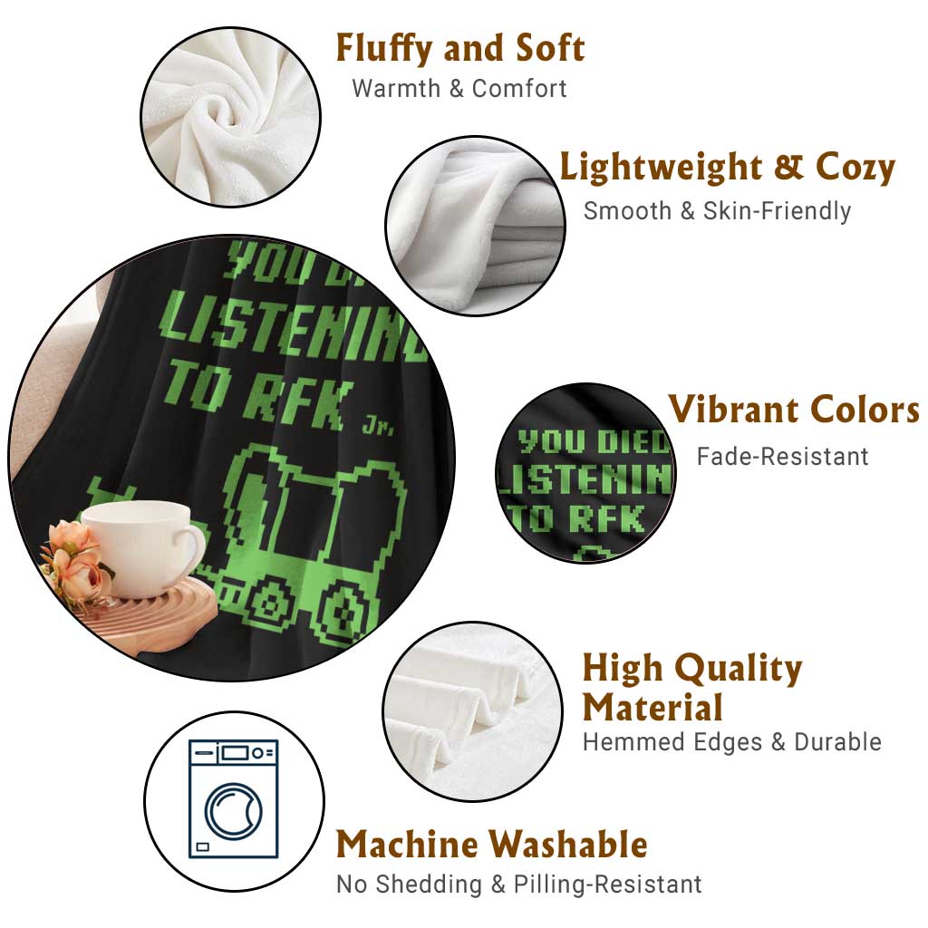 Funny You Died Listening To RFK Jr Throw Blanket Oregon Trail Cow Wagon TS11 Print Your Wear