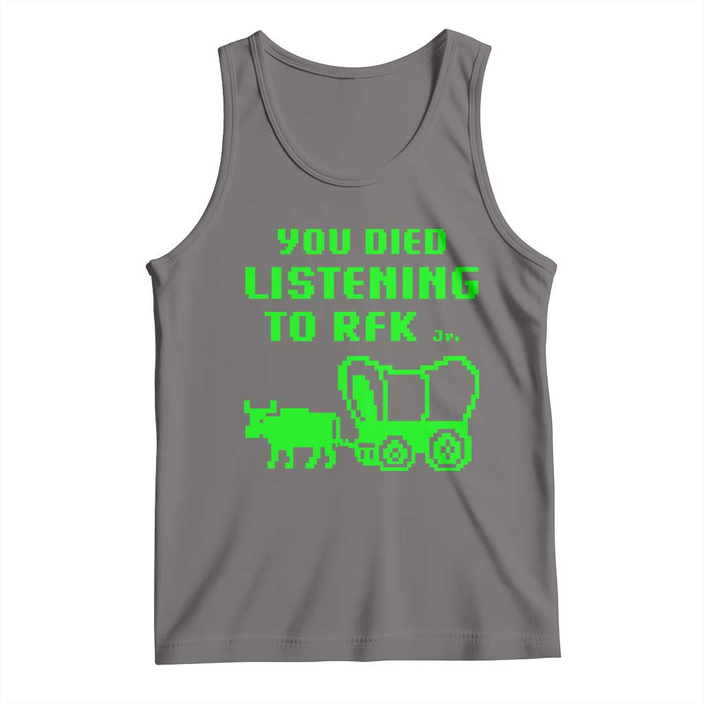 Funny You Died Listening To RFK Jr Tank Top Oregon Trail Cow Wagon TS11 Deep Heather Print Your Wear