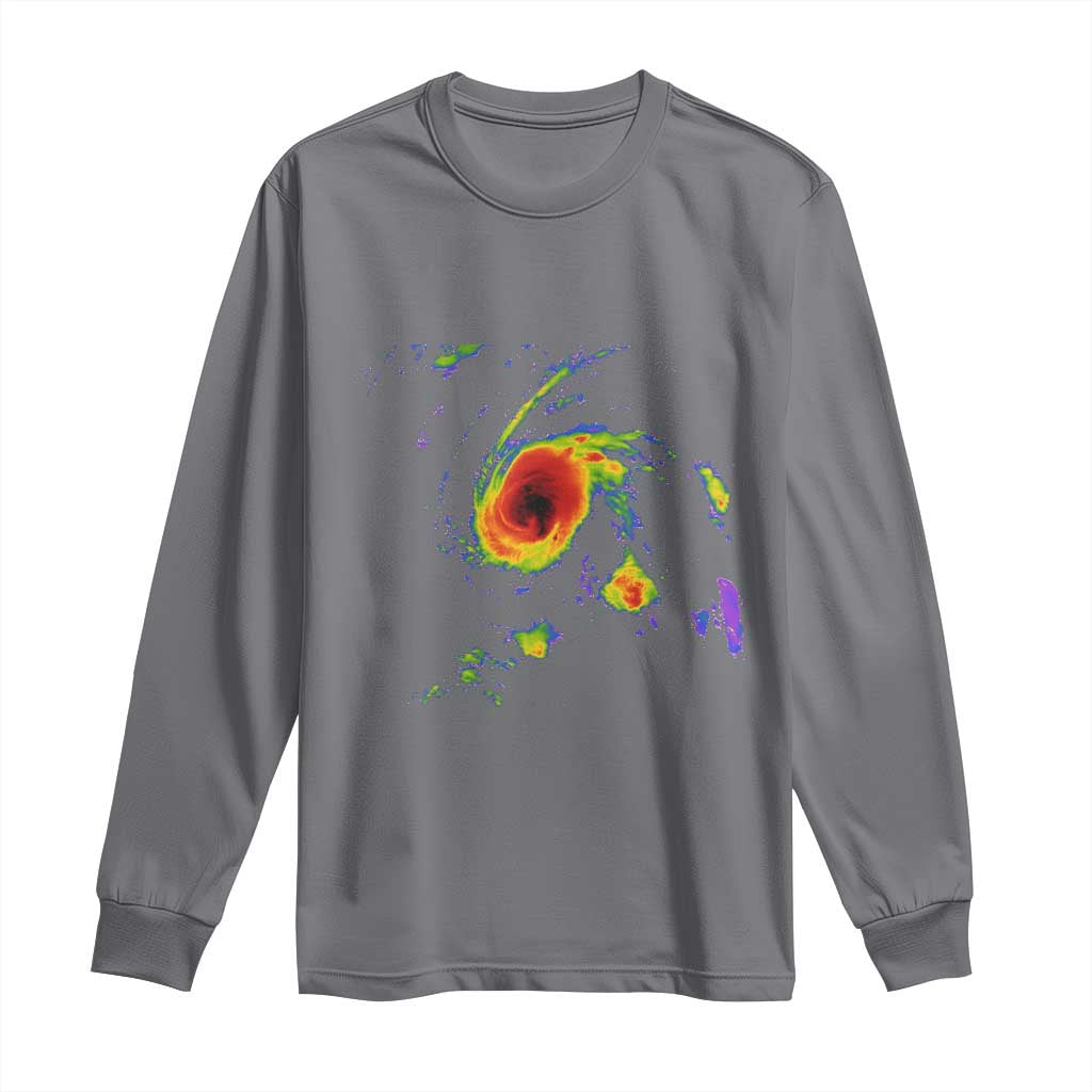 Hurricane Gabrielle 2025 Long Sleeve Shirt Meteorologist Weather Radar Storm Chasing TS11 Charcoal Print Your Wear