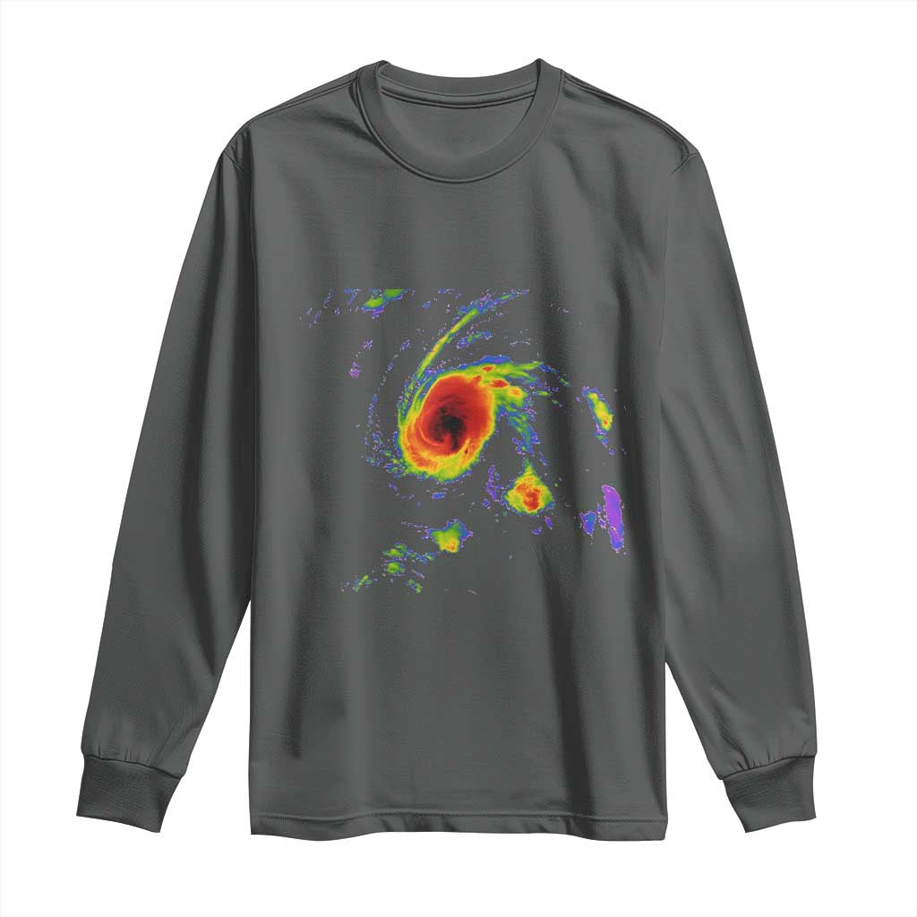 Hurricane Gabrielle 2025 Long Sleeve Shirt Meteorologist Weather Radar Storm Chasing TS11 Dark Heather Print Your Wear