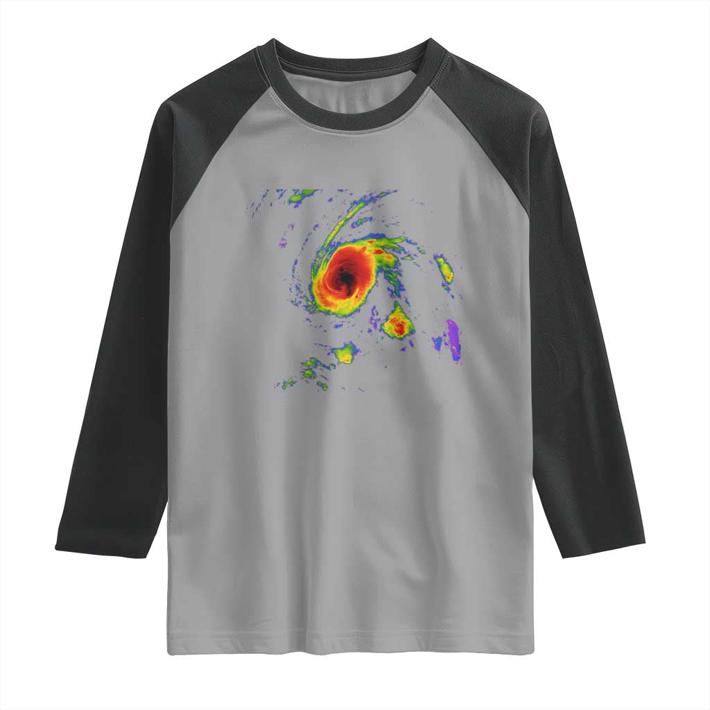 Hurricane Gabrielle 2025 Raglan Shirt Meteorologist Weather Radar Storm Chasing TS11 Sport Gray Black Print Your Wear