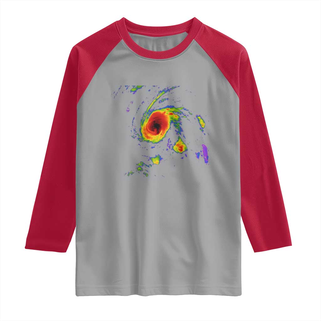 Hurricane Gabrielle 2025 Raglan Shirt Meteorologist Weather Radar Storm Chasing TS11 Sport Gray Red Print Your Wear