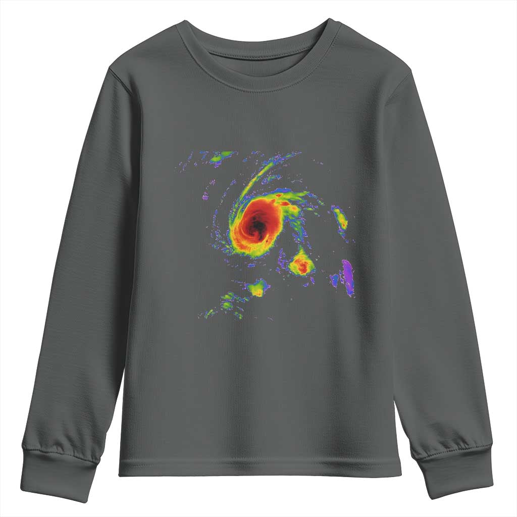 Hurricane Gabrielle 2025 Youth Sweatshirt Meteorologist Weather Radar Storm Chasing TS11 Dark Heather Print Your Wear
