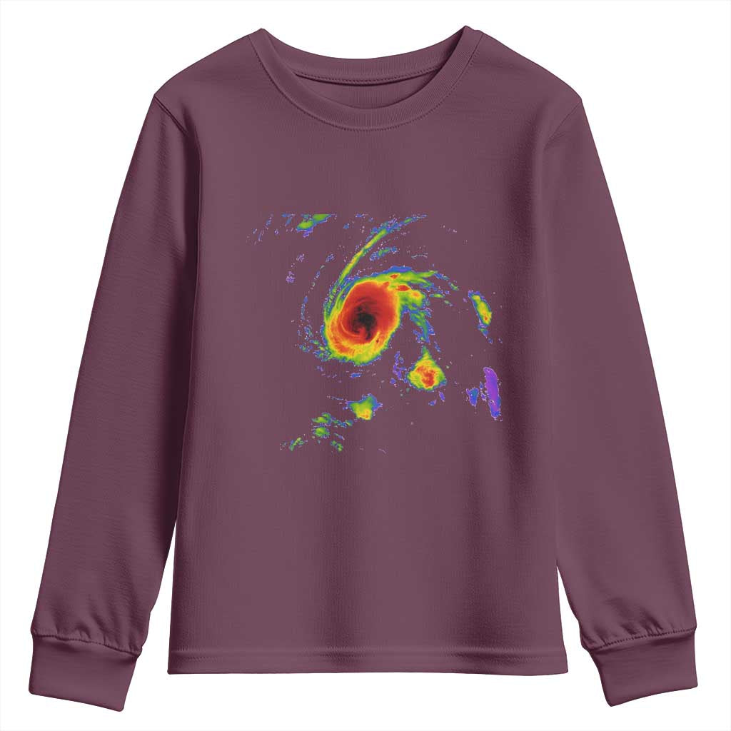 Hurricane Gabrielle 2025 Youth Sweatshirt Meteorologist Weather Radar Storm Chasing TS11 Maroon Print Your Wear