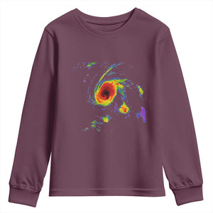 Hurricane Gabrielle 2025 Youth Sweatshirt Meteorologist Weather Radar Storm Chasing TS11 Maroon Print Your Wear