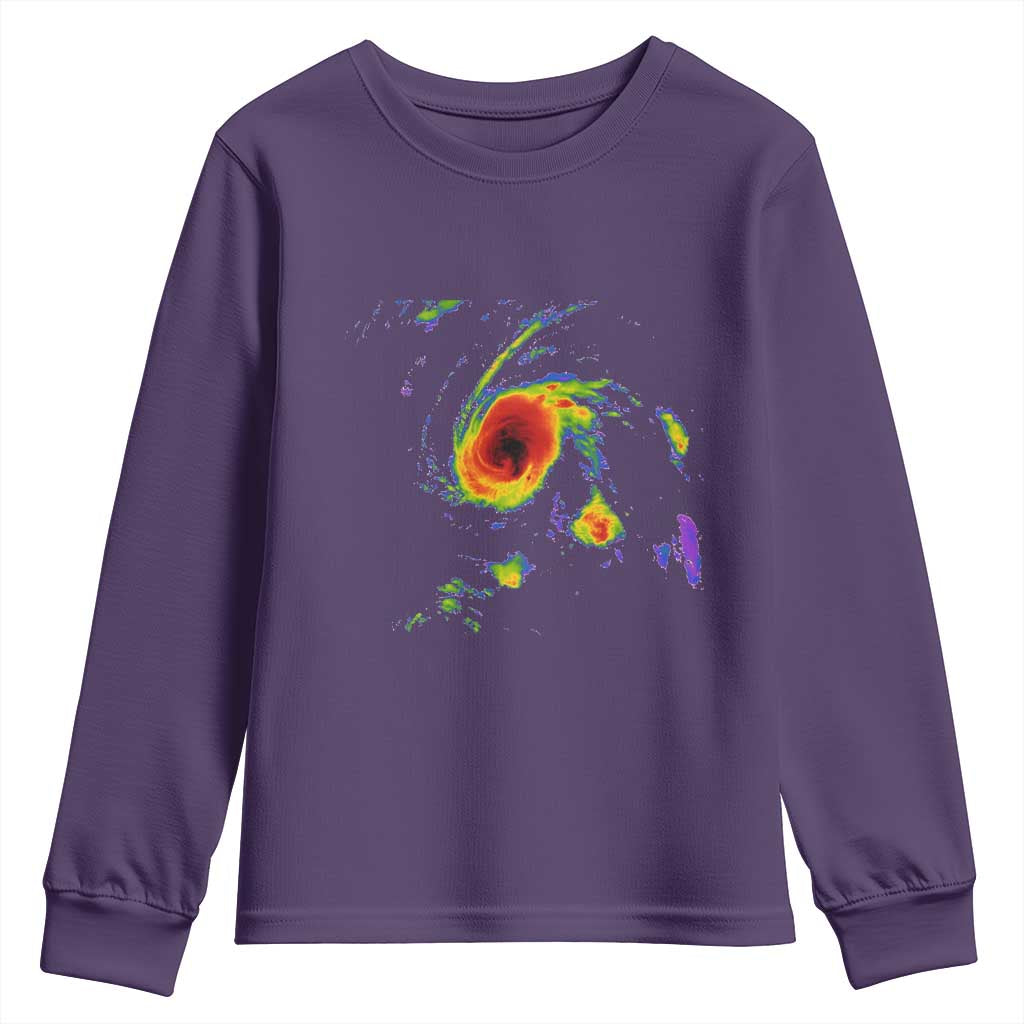 Hurricane Gabrielle 2025 Youth Sweatshirt Meteorologist Weather Radar Storm Chasing TS11 Purple Print Your Wear