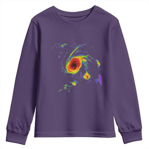 Hurricane Gabrielle 2025 Youth Sweatshirt Meteorologist Weather Radar Storm Chasing TS11 Purple Print Your Wear