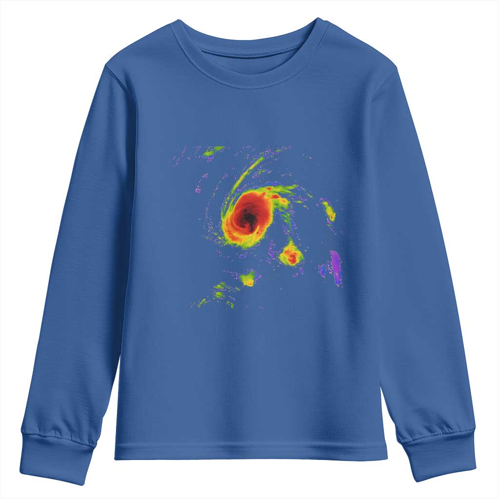 Hurricane Gabrielle 2025 Youth Sweatshirt Meteorologist Weather Radar Storm Chasing TS11 Royal Blue Print Your Wear