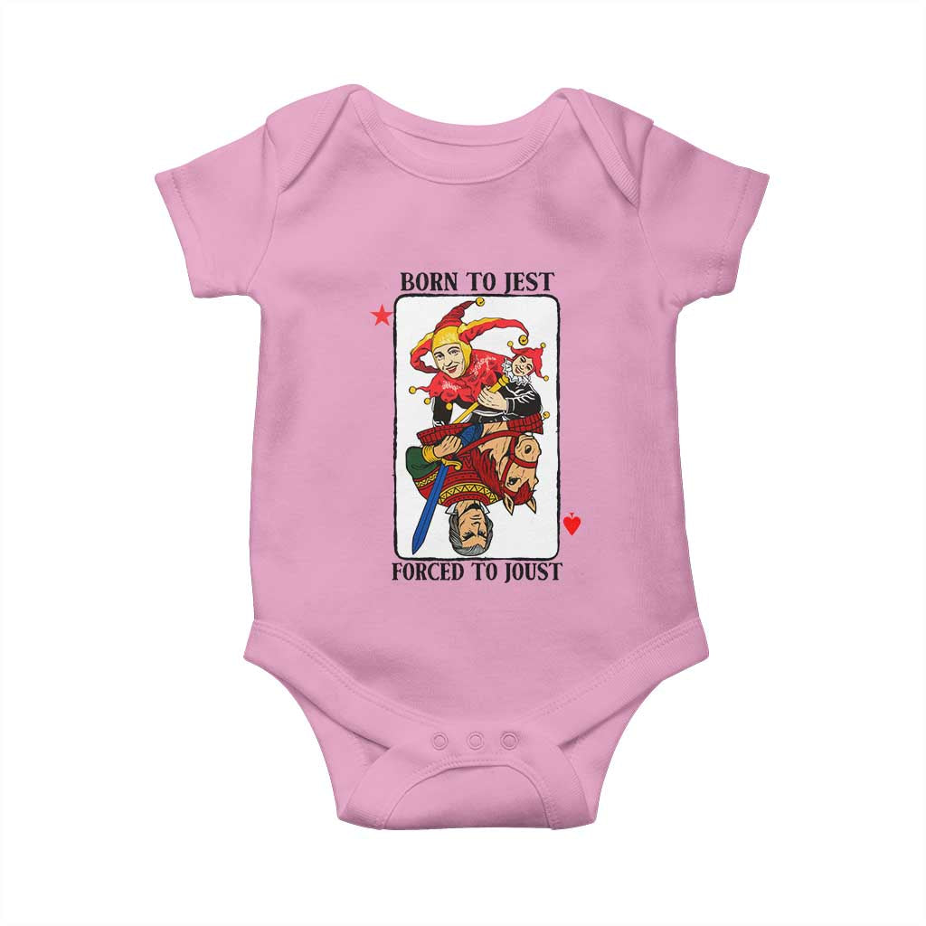 Funny Born To Jest Forced To Joust Baby Onesie Medieval Renaissance Meme TS11 Light Pink Print Your Wear