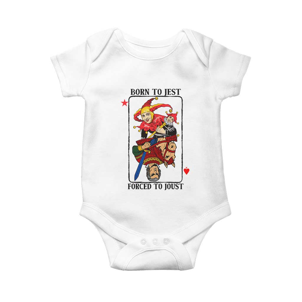 Funny Born To Jest Forced To Joust Baby Onesie Medieval Renaissance Meme TS11 White Print Your Wear