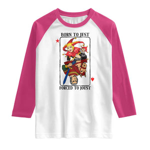 Funny Born To Jest Forced To Joust Raglan Shirt Medieval Renaissance Meme TS11 White Heliconia Print Your Wear