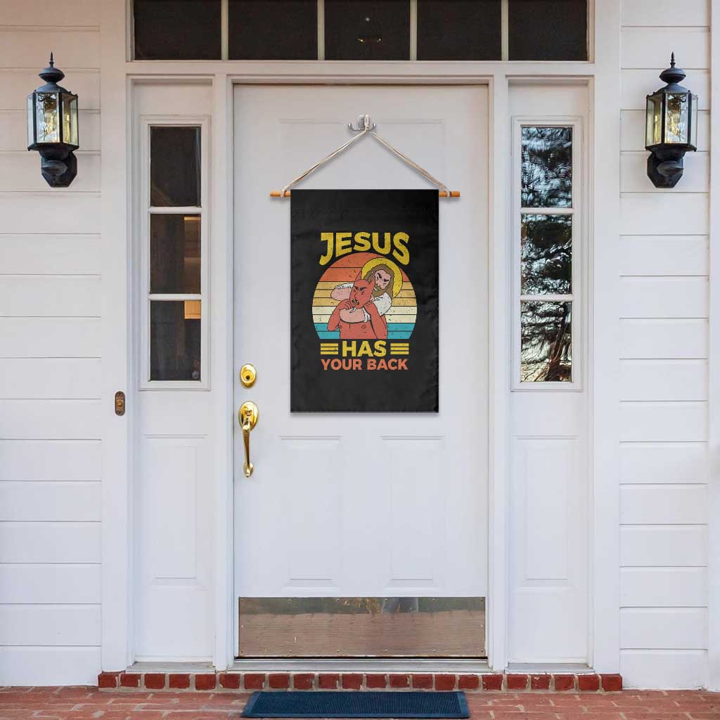 Funny Jesus Has Your Back Garden Flag Jiu Jitsu Retro Christian TS11 Print Your Wear