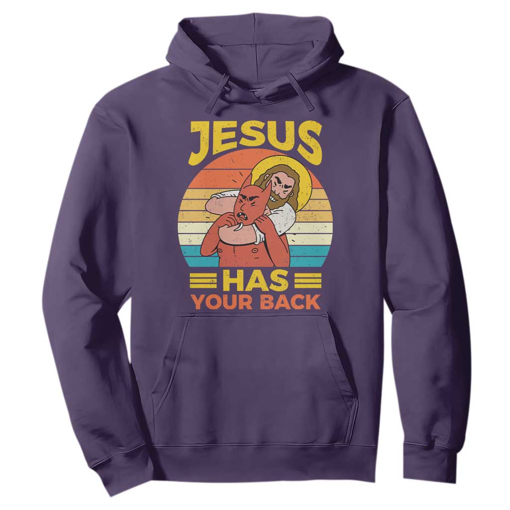 Funny Jesus Has Your Back Hoodie Jiu Jitsu Retro Christian TS11 Purple Print Your Wear