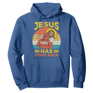 Funny Jesus Has Your Back Hoodie Jiu Jitsu Retro Christian TS11 Royal Blue Print Your Wear
