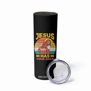 Funny Jesus Has Your Back Skinny Tumbler Jiu Jitsu Retro Christian TS11 Print Your Wear
