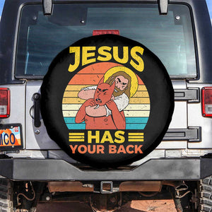 Funny Jesus Has Your Back Spare Tire Cover Jiu Jitsu Retro Christian TS11 No hole Black Print Your Wear