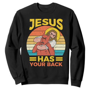 Funny Jesus Has Your Back Sweatshirt Jiu Jitsu Retro Christian TS11 Black Print Your Wear