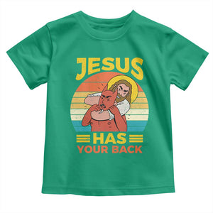 Funny Jesus Has Your Back Toddler T Shirt Jiu Jitsu Retro Christian TS11 Irish Green Print Your Wear