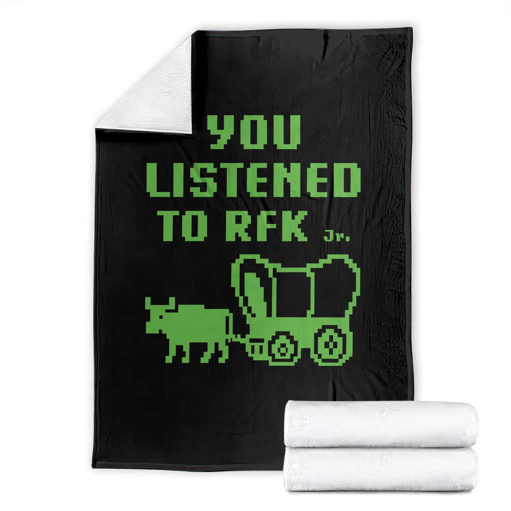 Funny You Listened To RFK Jr Throw Blanket Oregon Trail Cow Wagon TS11 Black Print Your Wear