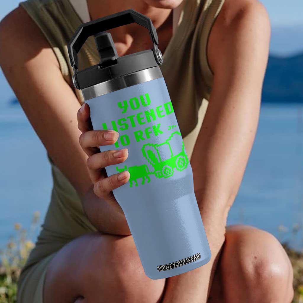 Funny You Listened To RFK Jr Flip Straw Tumbler Oregon Trail Cow Wagon TS11 One Size: 30 oz Light Blue Print Your Wear