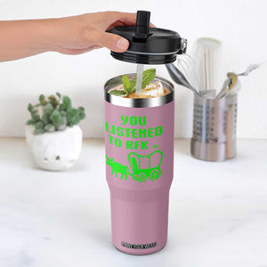 Funny You Listened To RFK Jr Flip Straw Tumbler Oregon Trail Cow Wagon TS11 One Size: 30 oz Light Pink Print Your Wear
