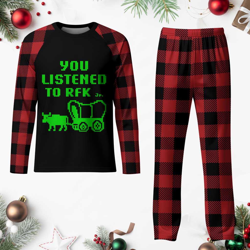 Funny You Listened To RFK Jr Plaid Pajama Set Oregon Trail Cow Wagon TS11 Buffalo Plaid Print Your Wear