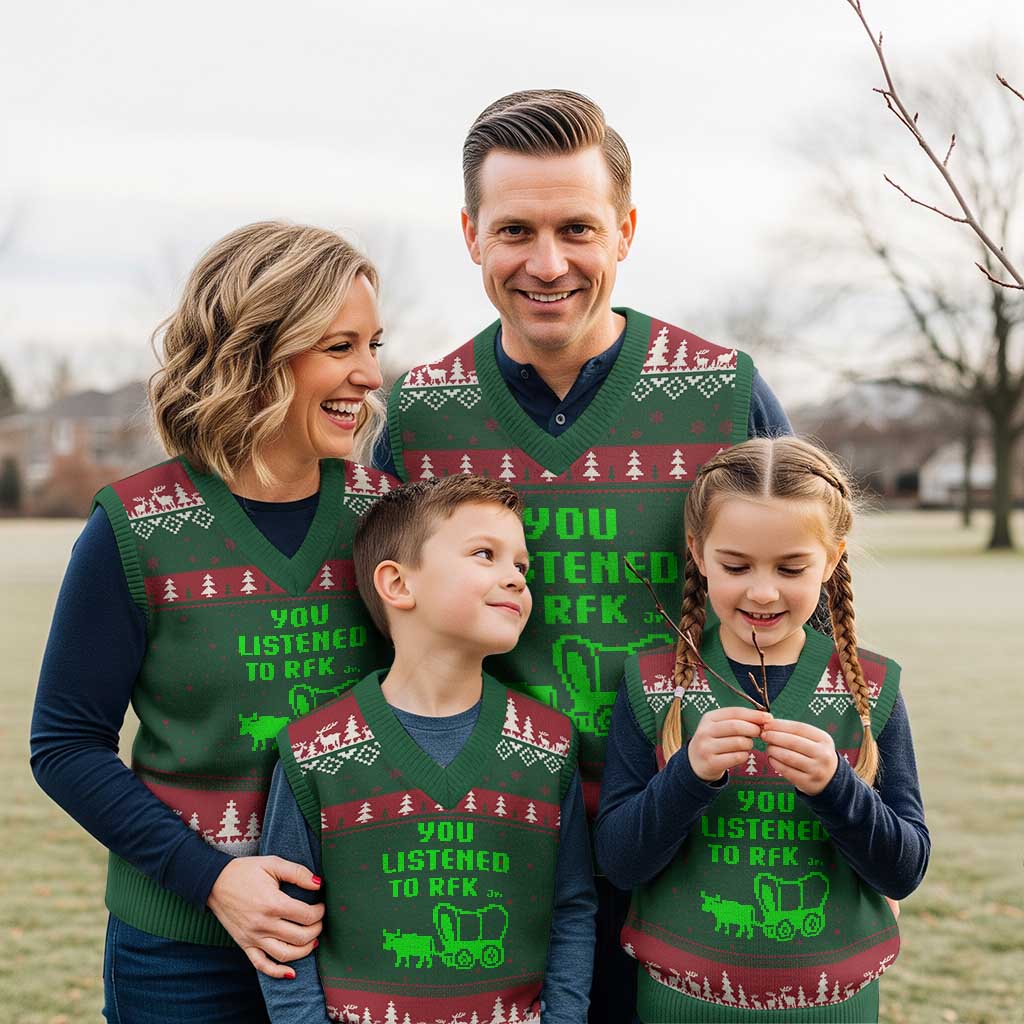 Funny You Listened To RFK Jr V-Neck Knit Sweater Vest Oregon Trail Cow Wagon TS11 Red Green Print Your Wear