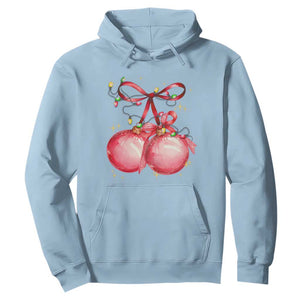 Christmas Coquette Pink Baubles Bow Hoodie TS11 Light Blue Print Your Wear
