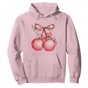 Christmas Coquette Pink Baubles Bow Hoodie TS11 Light Pink Print Your Wear