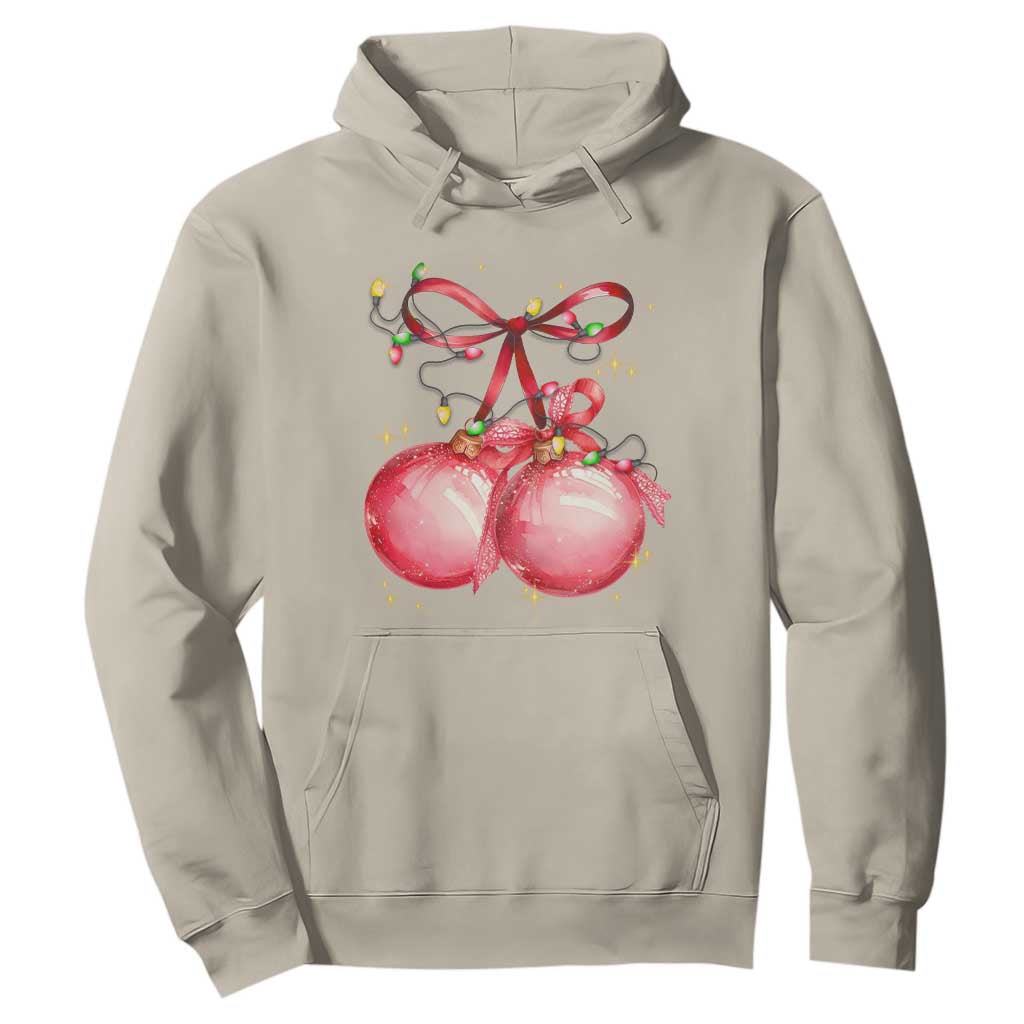Christmas Coquette Pink Baubles Bow Hoodie TS11 Sand Print Your Wear