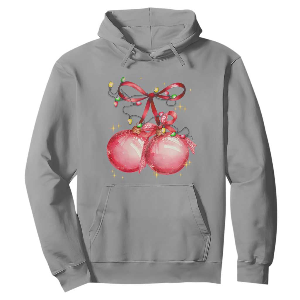 Christmas Coquette Pink Baubles Bow Hoodie TS11 Sport Gray Print Your Wear