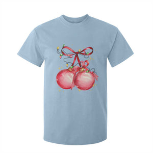Christmas Coquette Pink Baubles Bow T Shirt For Kid TS11 Light Blue Print Your Wear