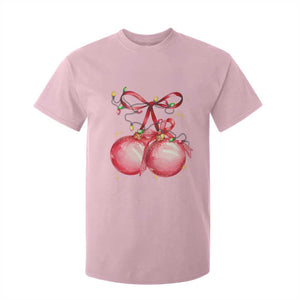 Christmas Coquette Pink Baubles Bow T Shirt For Kid TS11 Light Pink Print Your Wear
