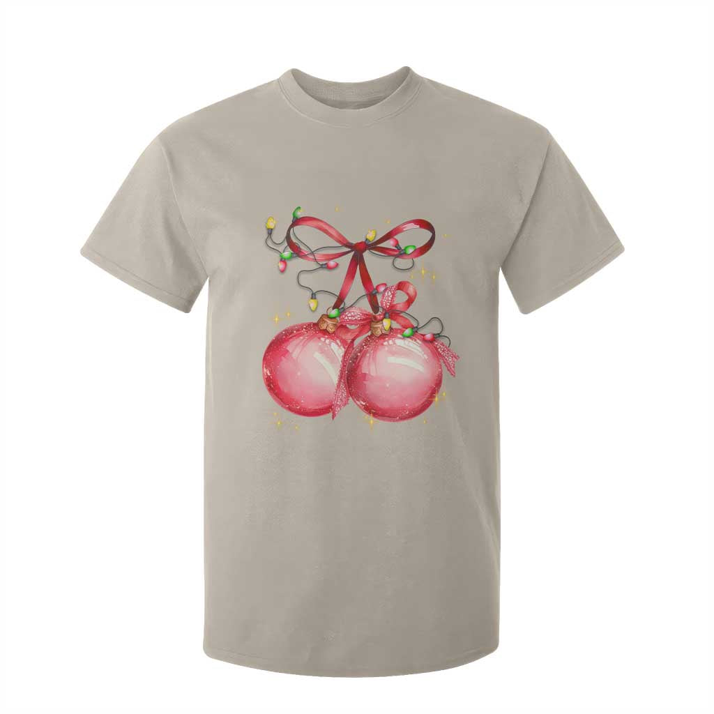 Christmas Coquette Pink Baubles Bow T Shirt For Kid TS11 Sand Print Your Wear