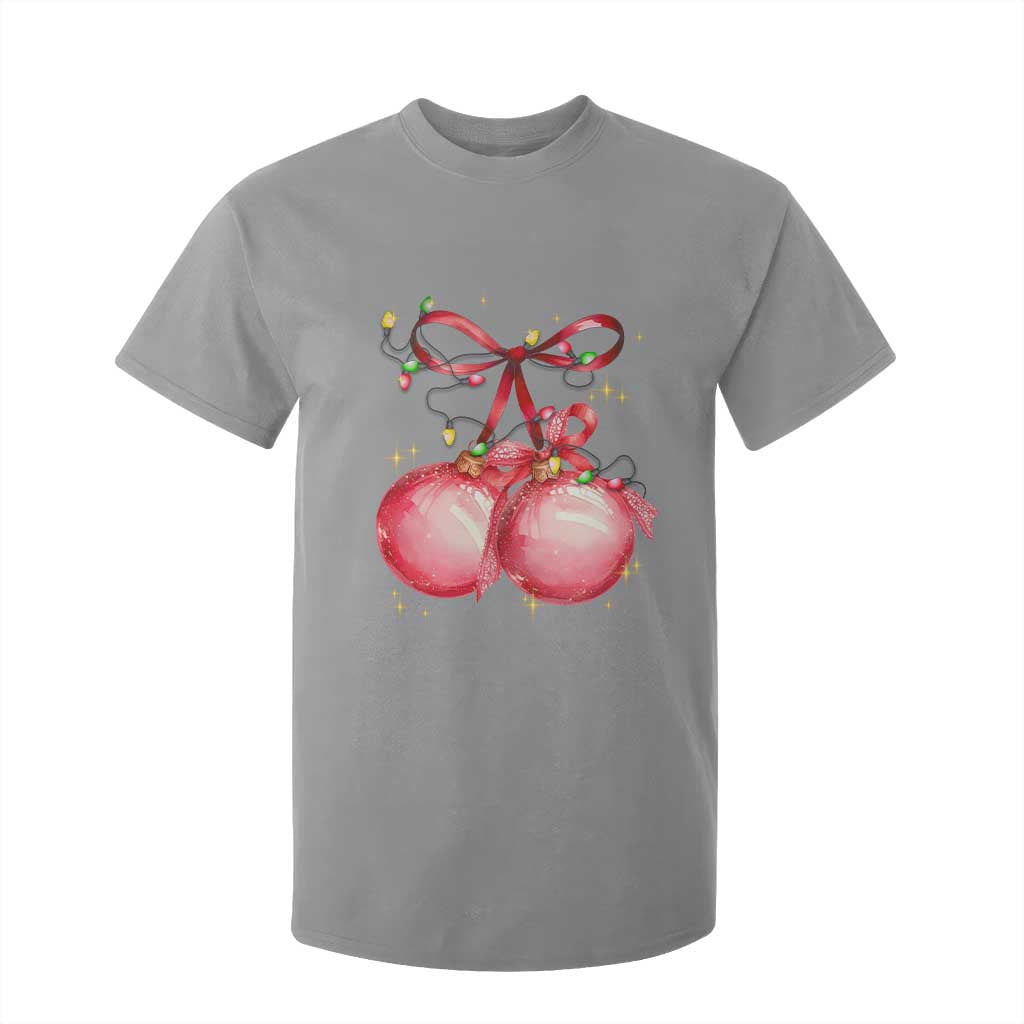 Christmas Coquette Pink Baubles Bow T Shirt For Kid TS11 Sport Gray Print Your Wear