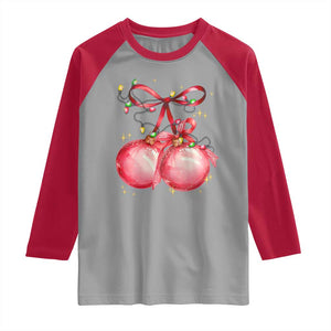 Christmas Coquette Pink Baubles Bow Raglan Shirt TS11 Sport Gray Red Print Your Wear