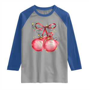 Christmas Coquette Pink Baubles Bow Raglan Shirt TS11 Sport Gray Royal Print Your Wear