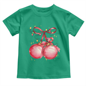Christmas Coquette Pink Baubles Bow Toddler T Shirt TS11 Irish Green Print Your Wear