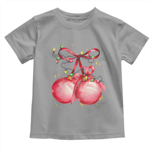 Christmas Coquette Pink Baubles Bow Toddler T Shirt TS11 Sport Gray Print Your Wear