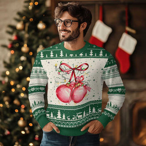 Christmas Coquette Pink Baubles Bow Ugly Christmas Sweater TS11 Green Print Your Wear