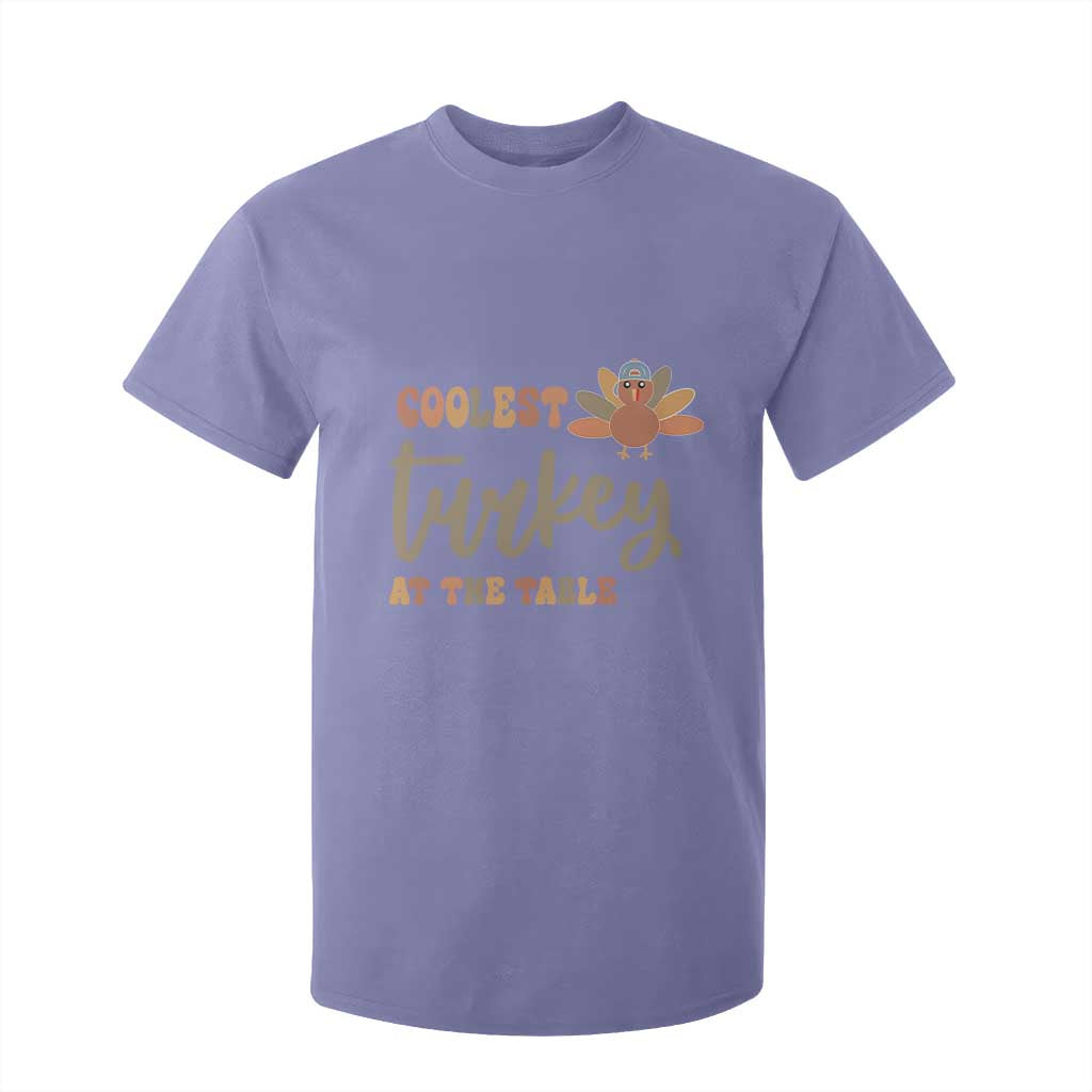 Funny Thanksgiving Turkey T Shirt For Kid Coolest Turkey At The Table Fall Season TS11 Violet Print Your Wear