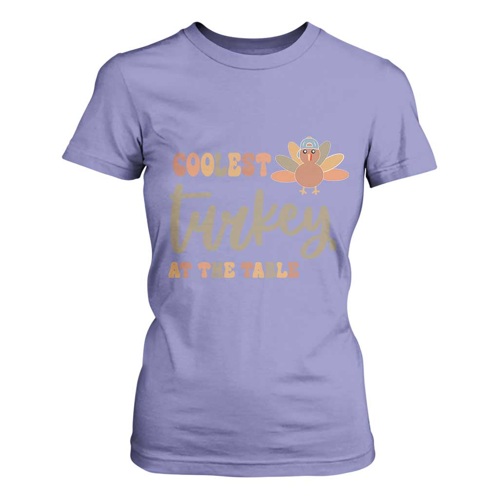 Funny Thanksgiving Turkey T Shirt For Women Coolest Turkey At The Table Fall Season TS11 Violet Print Your Wear