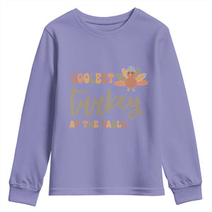 Funny Thanksgiving Turkey Youth Sweatshirt Coolest Turkey At The Table Fall Season TS11 Violet Print Your Wear