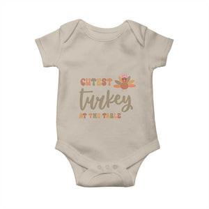 Funny Thanksgiving Turkey Baby Onesie Cutest Turkey At The Table Fall Season TS11 Sand Print Your Wear
